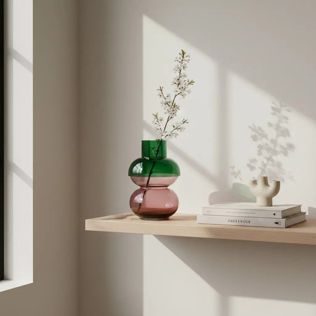 Bubble Med Green & Pink Vase